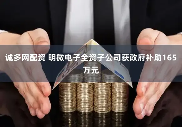 诚多网配资 明微电子全资子公司获政府补助165万元
