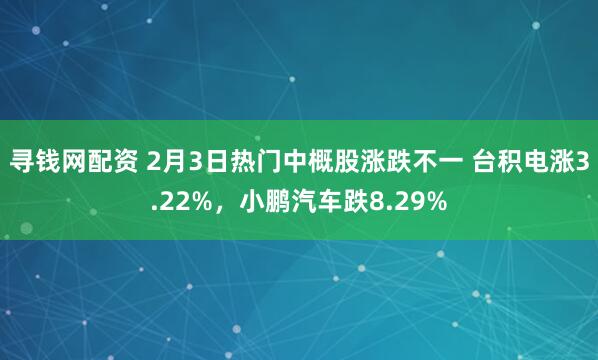 寻钱网配资 2月3日热门中概股涨跌不一 台积电涨3.22%，小鹏汽车跌8.29%