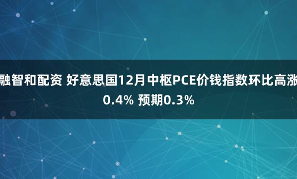 融智和配资 好意思国12月中枢PCE价钱指数环比高涨0.4% 预期0.3%