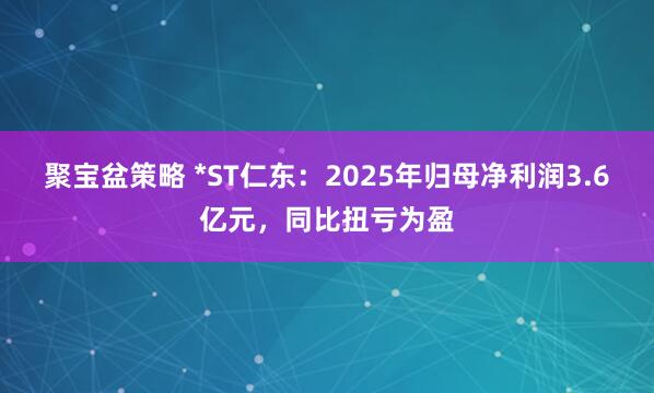 聚宝盆策略 *ST仁东：2025年归母净利润3.6亿元，同比扭亏为盈