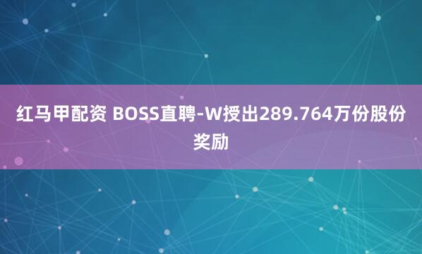 红马甲配资 BOSS直聘-W授出289.764万份股份奖励